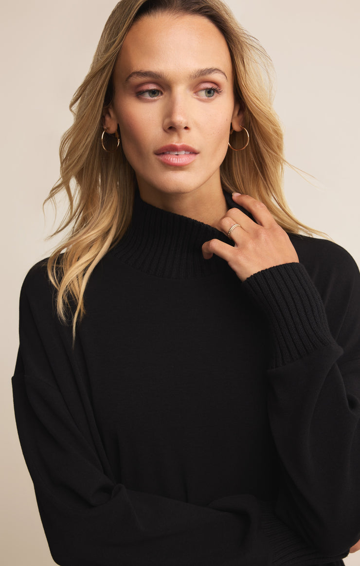 Tops Sable Luxe Mock Neck Top Black