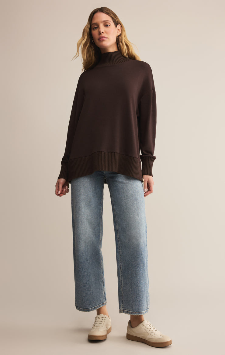 Tops Sable Luxe Mock Neck Top Chocolate Cherry