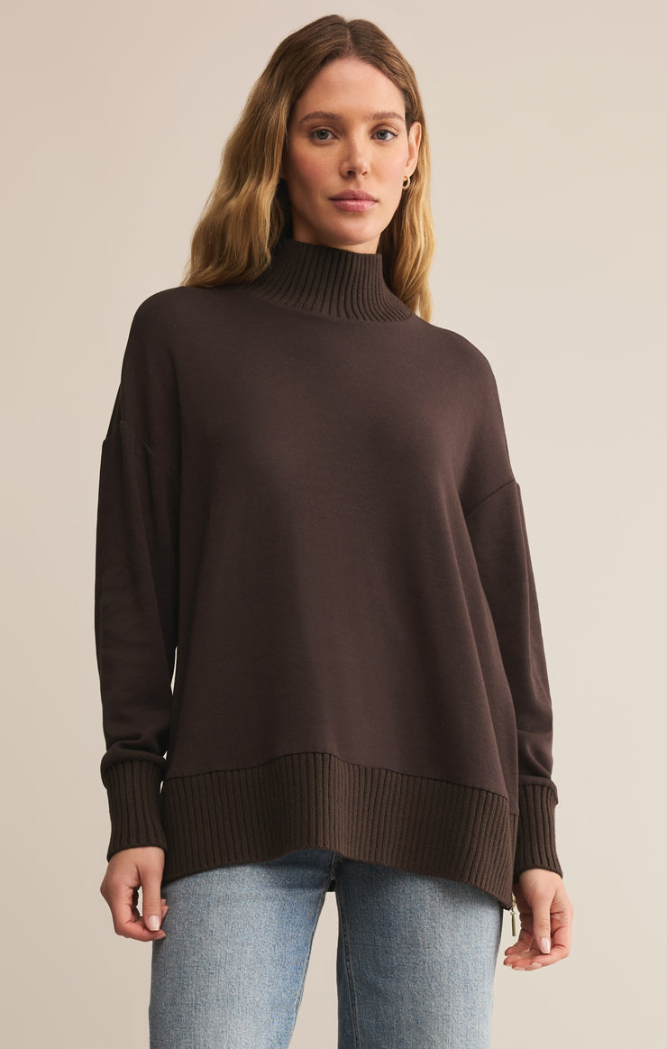 Tops Sable Luxe Mock Neck Top Chocolate Cherry