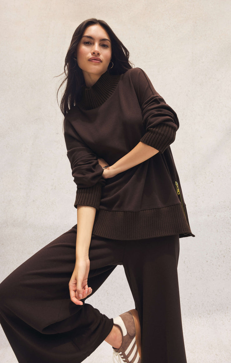 Tops Sable Luxe Mock Neck Top Chocolate Cherry