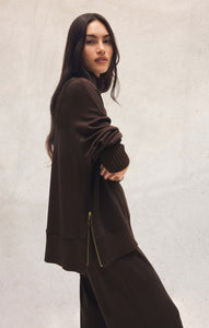TopsSable Luxe Mock Neck Top Chocolate Cherry