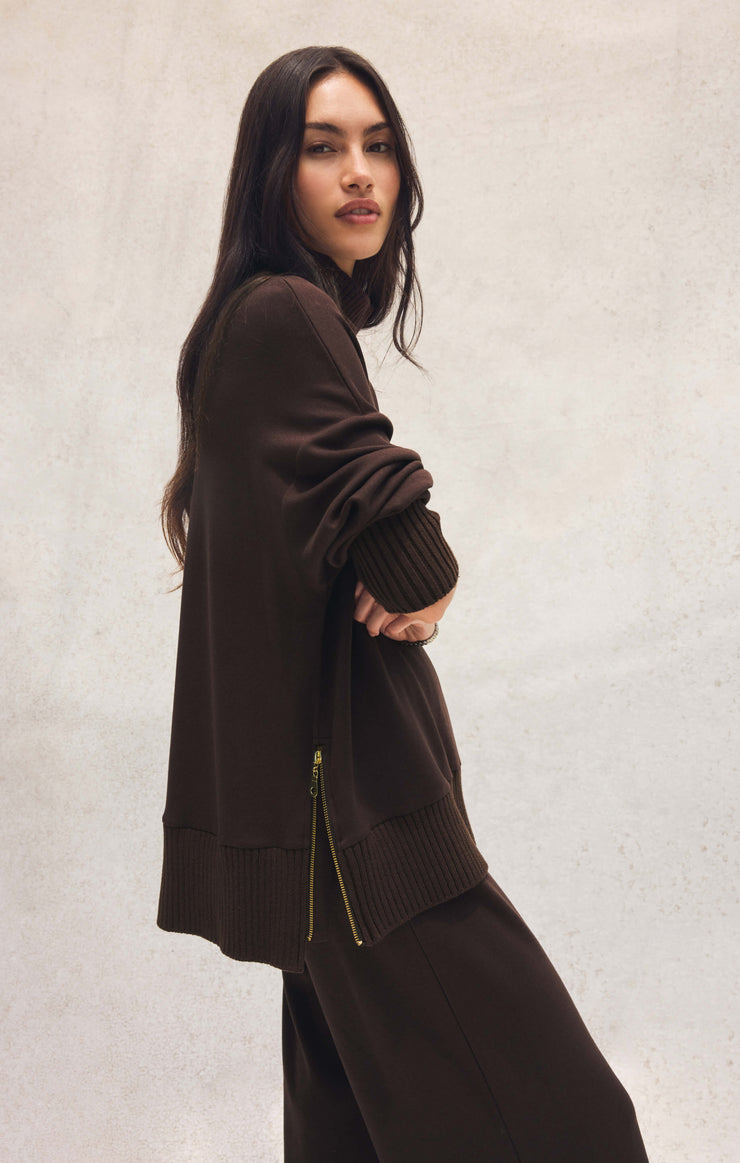 Tops Sable Luxe Mock Neck Top Chocolate Cherry