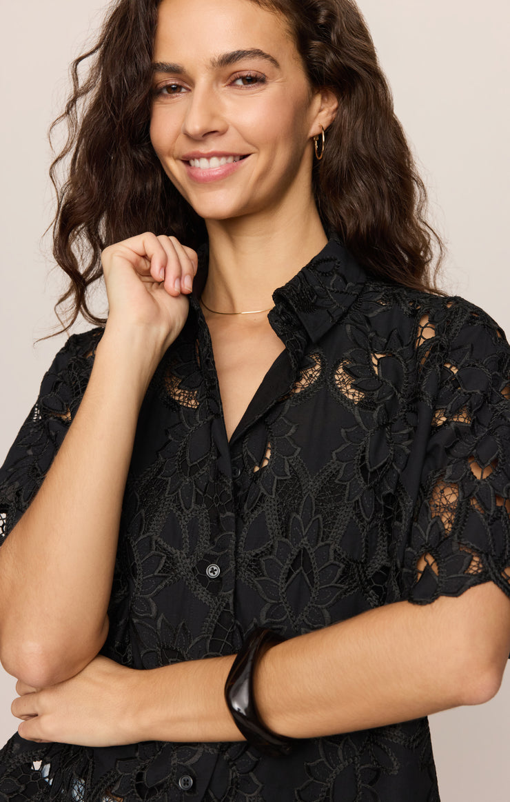 Midnight Embroidered Top