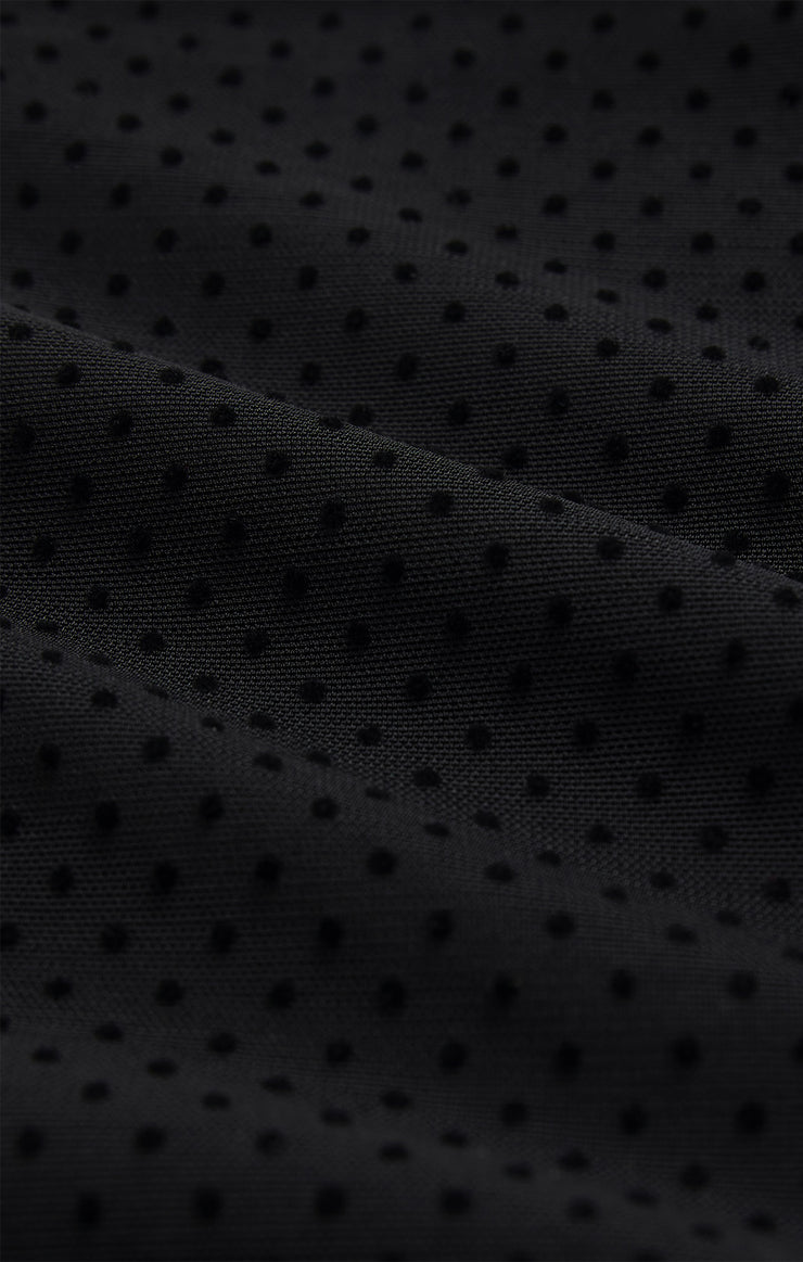 Tops Whimsy Off Shoulder Mesh Top Black