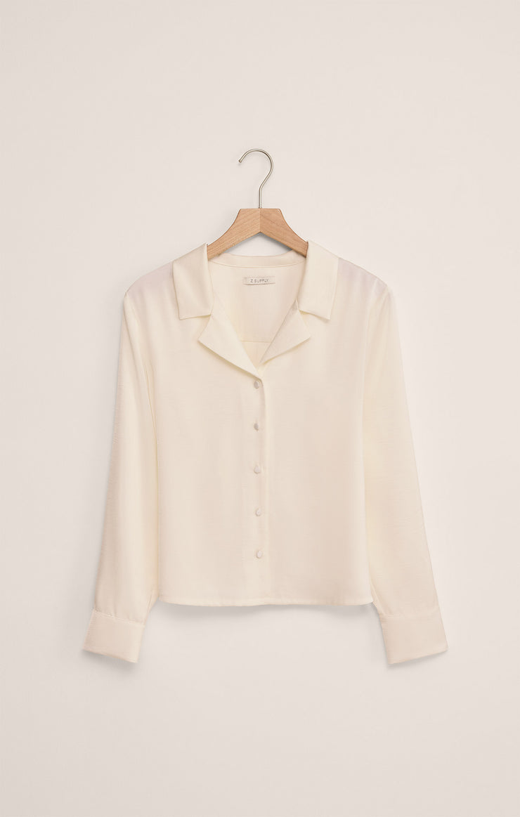 Tops Ana Satin Button Up Cloud