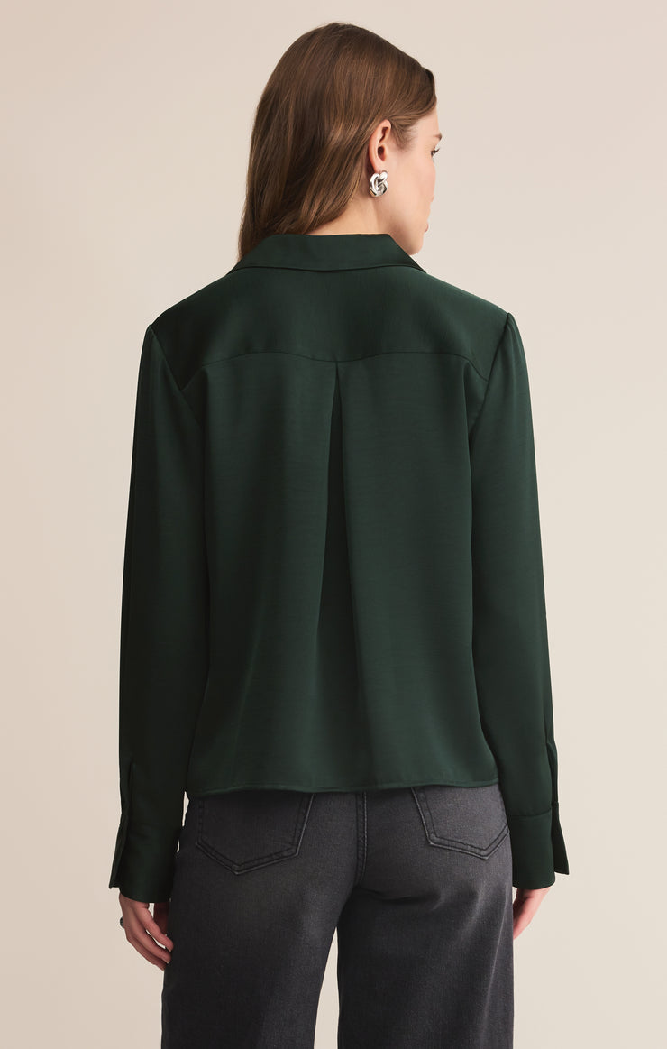 Tops Ana Satin Button Up Garland Green