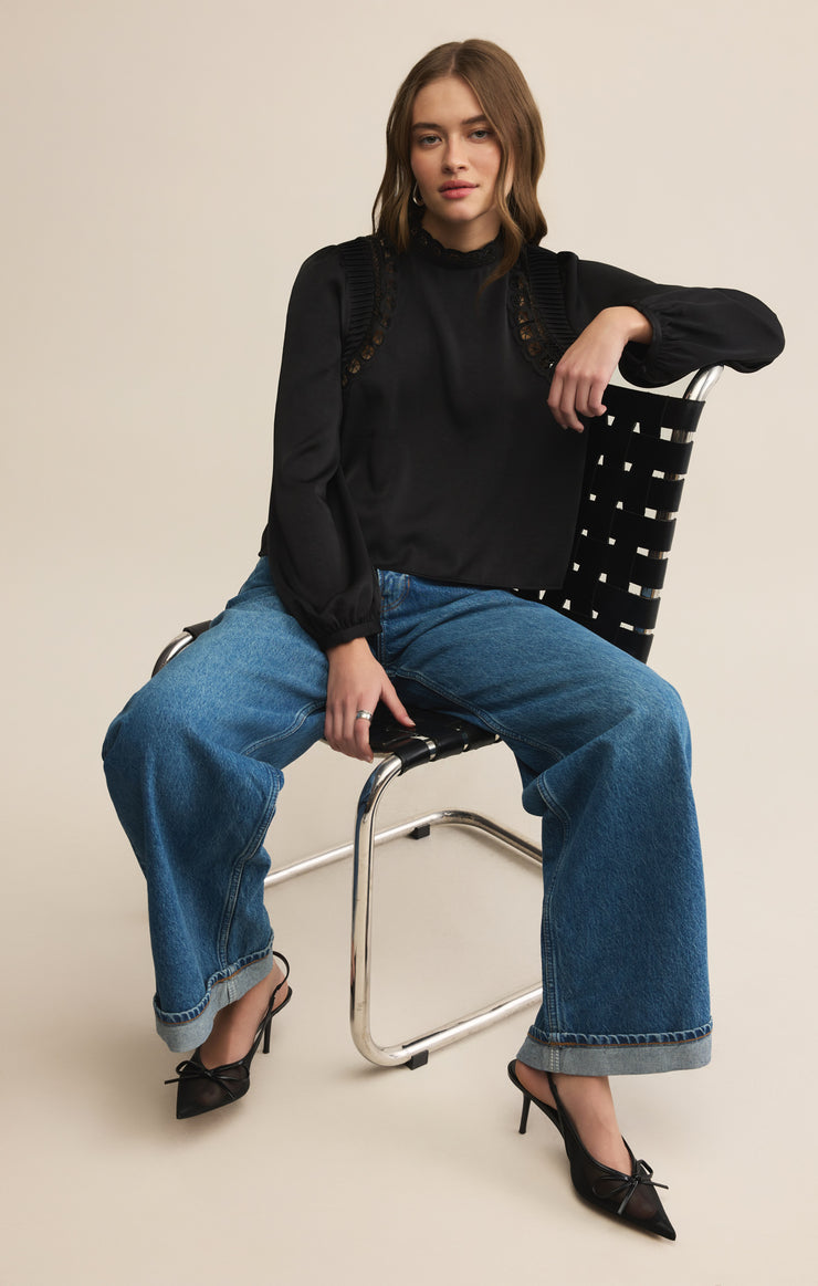 Tops Silvana Mock Neck Embroidered Top Silvana Mock Neck Embroidered Top