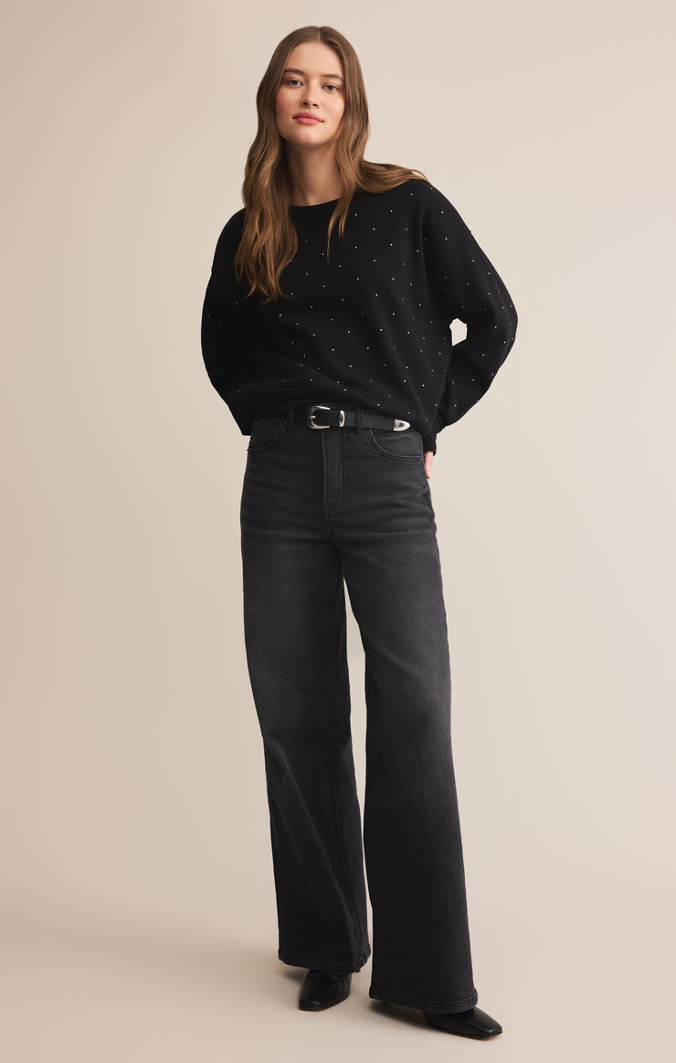 Tops Sparkle Embellished Sweatshirt Black