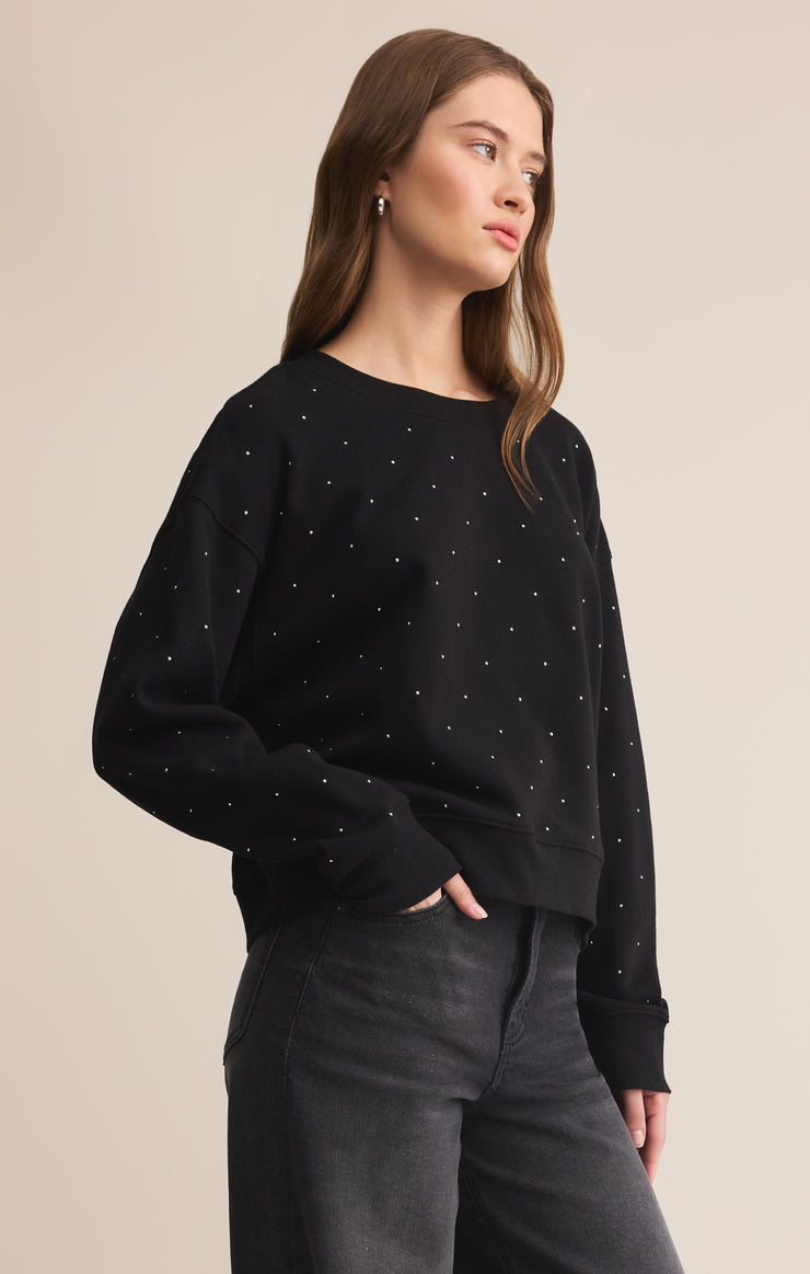 Tops Sparkle Embellished Sweatshirt Black