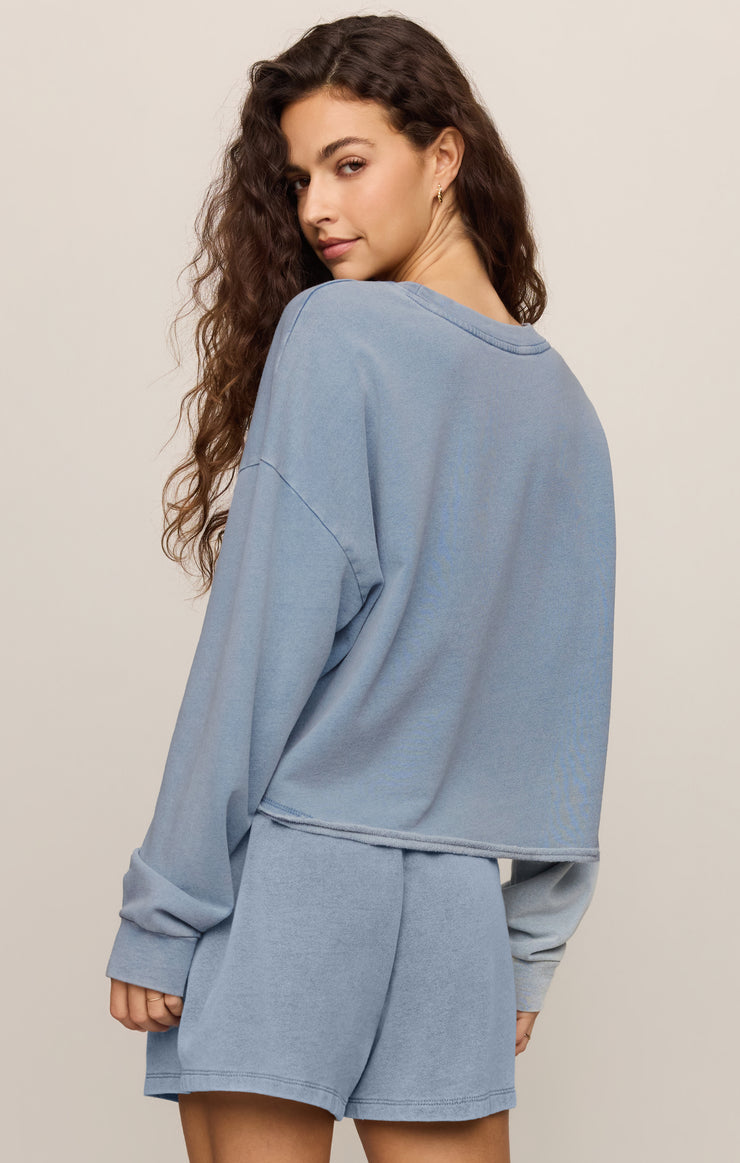 Tops Circuit Knit Denim Sweatshirt Ocean Air Indigo