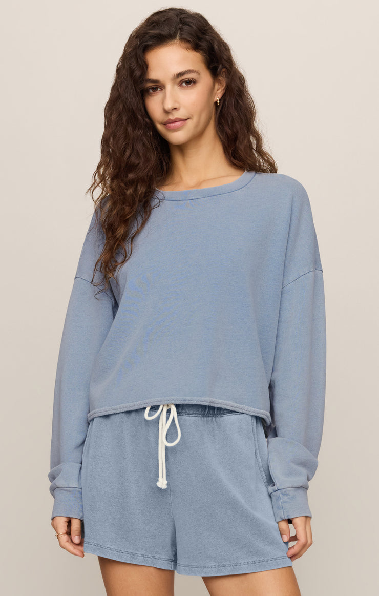Tops Circuit Knit Denim Sweatshirt Ocean Air Indigo