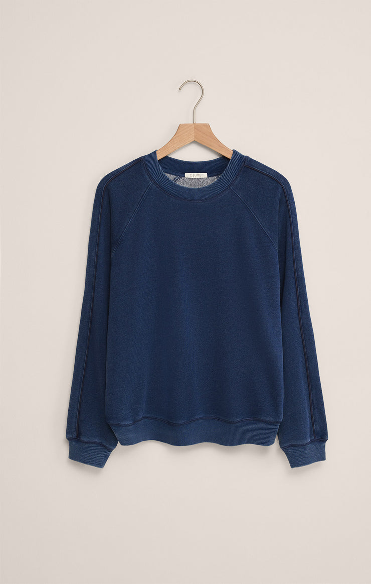 Tops Sport Stripe Boyfriend Sweatshirt Indigo