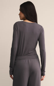 TopsSecond Skin Crew Long Sleeve Top Burnt Ash