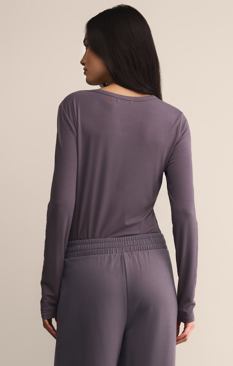 Tops Second Skin Crew Long Sleeve Top Burnt Ash