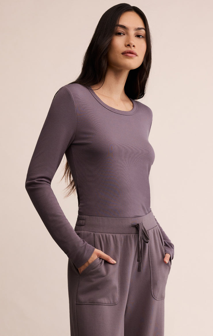 Tops Second Skin Crew Long Sleeve Top Burnt Ash