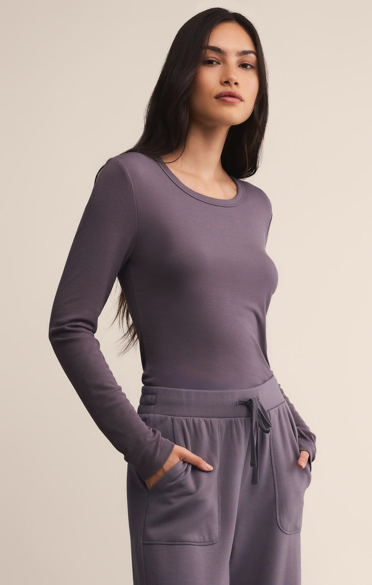 Tops Second Skin Crew Long Sleeve Top Burnt Ash