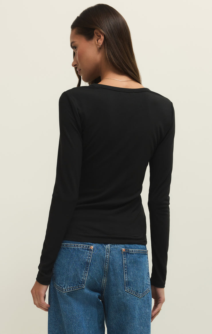 Tops Second Skin Crew Long Sleeve Tee Black
