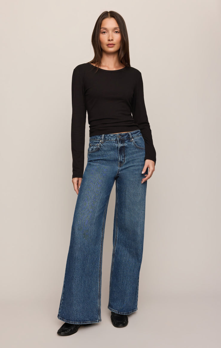 Tops Second Skin Crew Long Sleeve Tee Black
