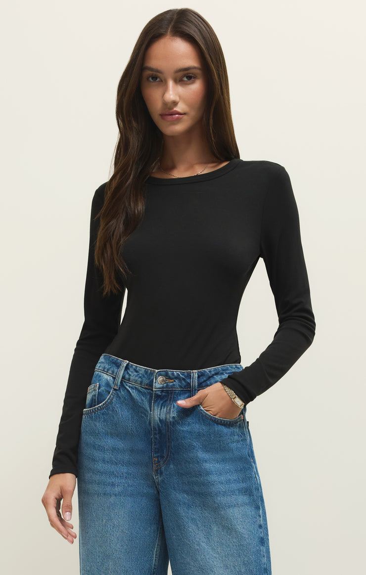 Tops Second Skin Crew Long Sleeve Tee Black