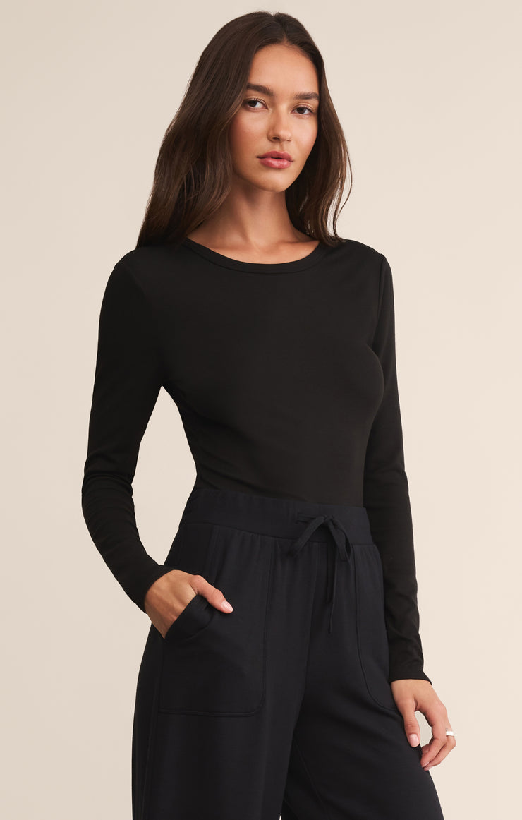 Tops Second Skin Crew Long Sleeve Tee Black
