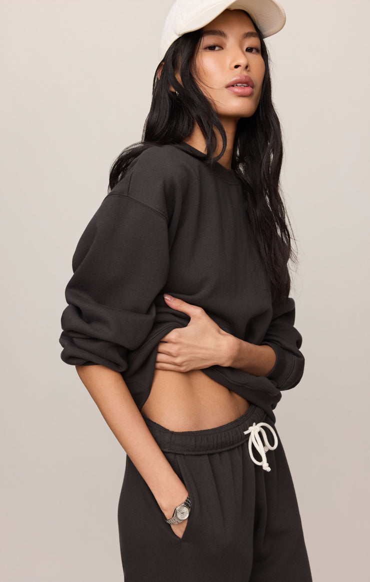 Tops Classic Boyfriend Sweatshirt Ash Black