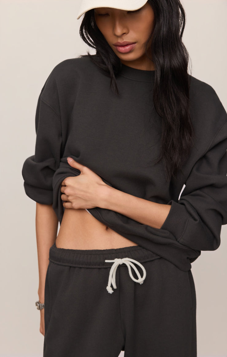Tops Classic Boyfriend Sweatshirt Ash Black