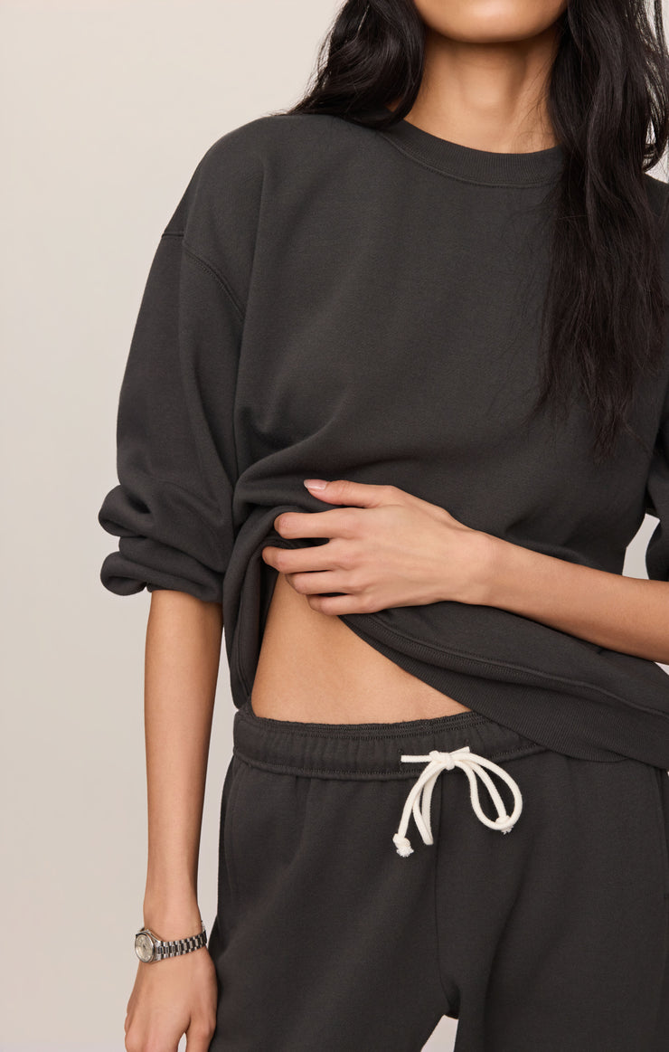 Tops Classic Boyfriend Sweatshirt Ash Black