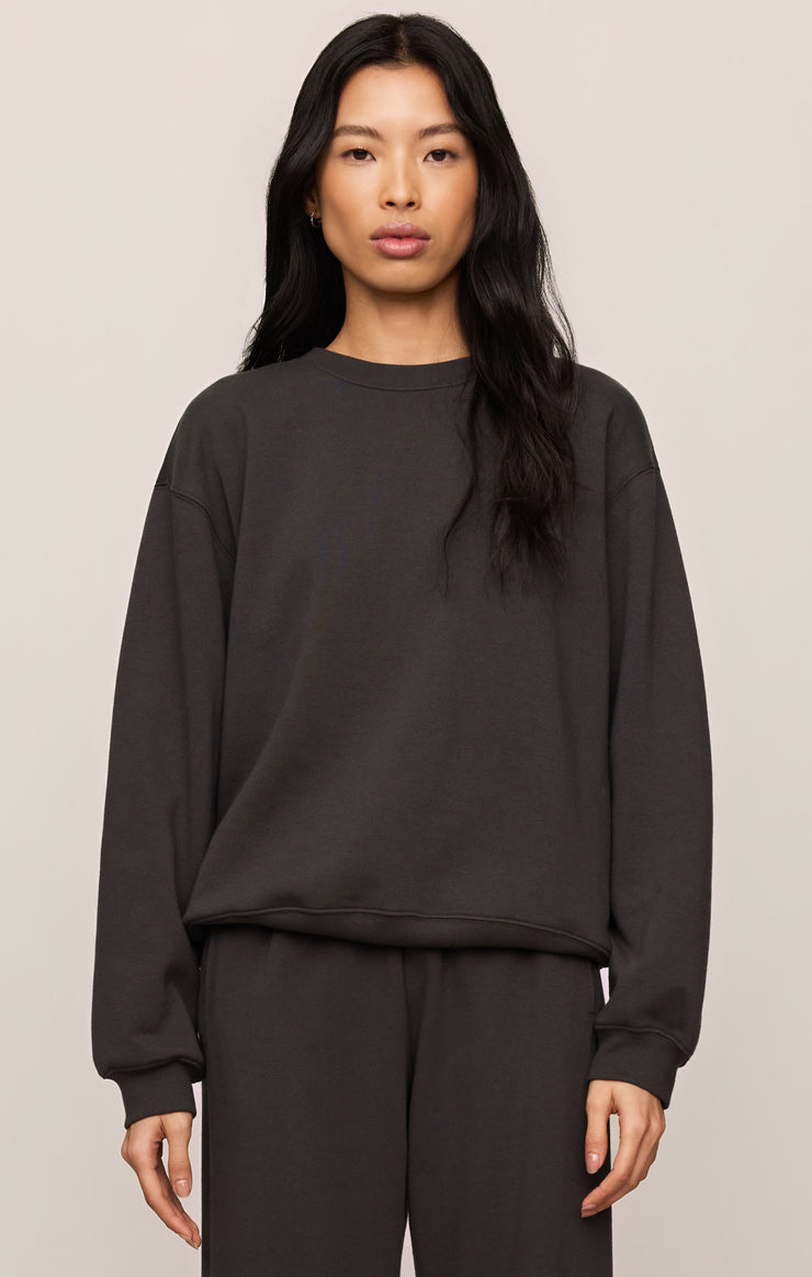Tops Classic Boyfriend Sweatshirt Ash Black
