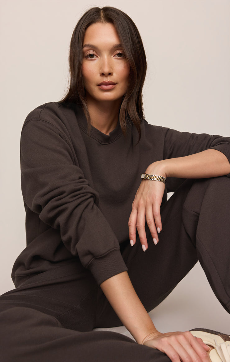 Tops Classic Boyfriend Sweatshirt Cocoa Bean