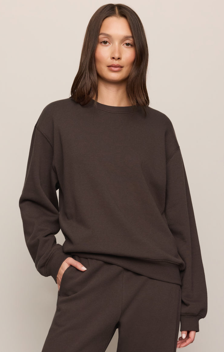 Tops Classic Boyfriend Sweatshirt Cocoa Bean