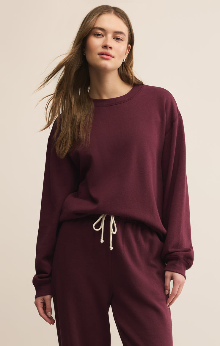 Tops Classic Boyfriend Sweatshirt Merlot