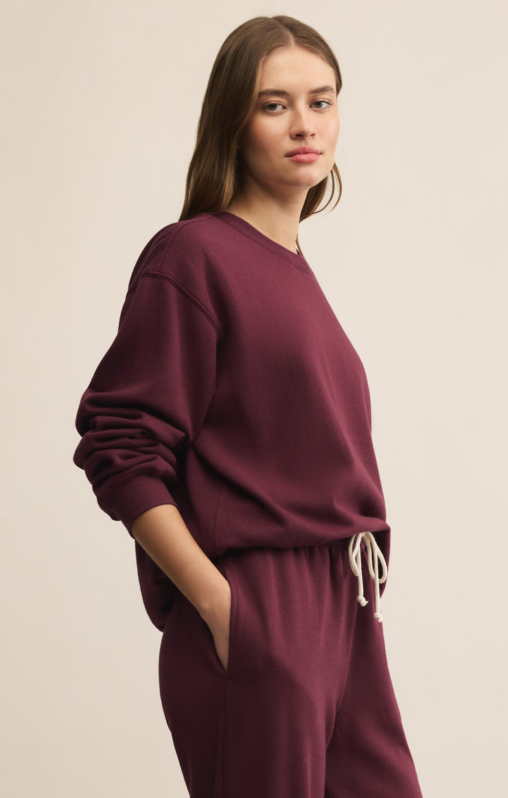 Tops Classic Boyfriend Sweatshirt Merlot