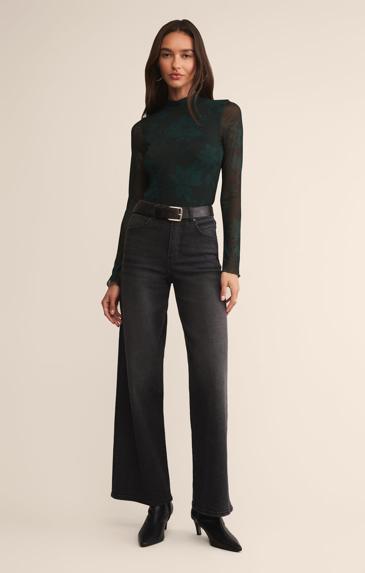 Tops Illy Mock Neck Printed Mesh Top Garland Green