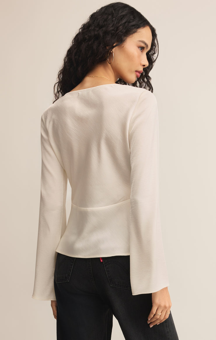 Tops Illara Tie Front Blouse Cloud