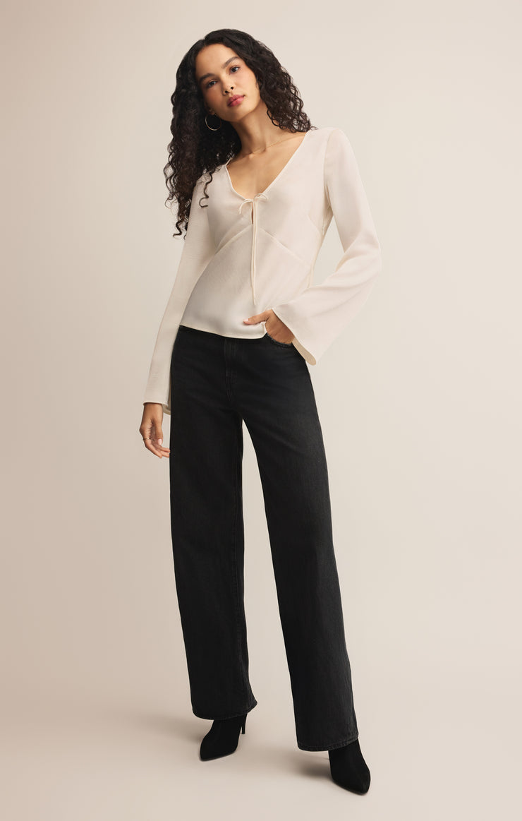 Tops Illara Tie Front Blouse Cloud