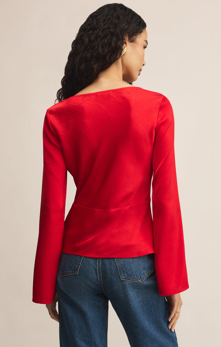 Tops Illara Tie Front Blouse Festive Red