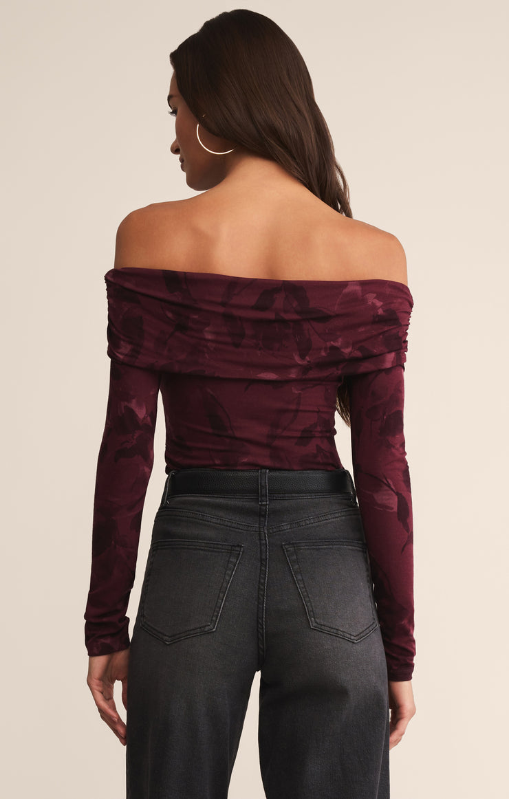 Tops Still The One Printed Bodysuit Merlot