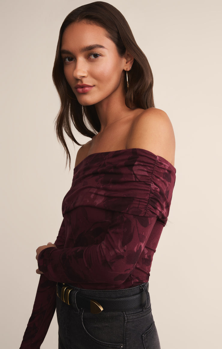 Tops Still The One Printed Bodysuit Merlot