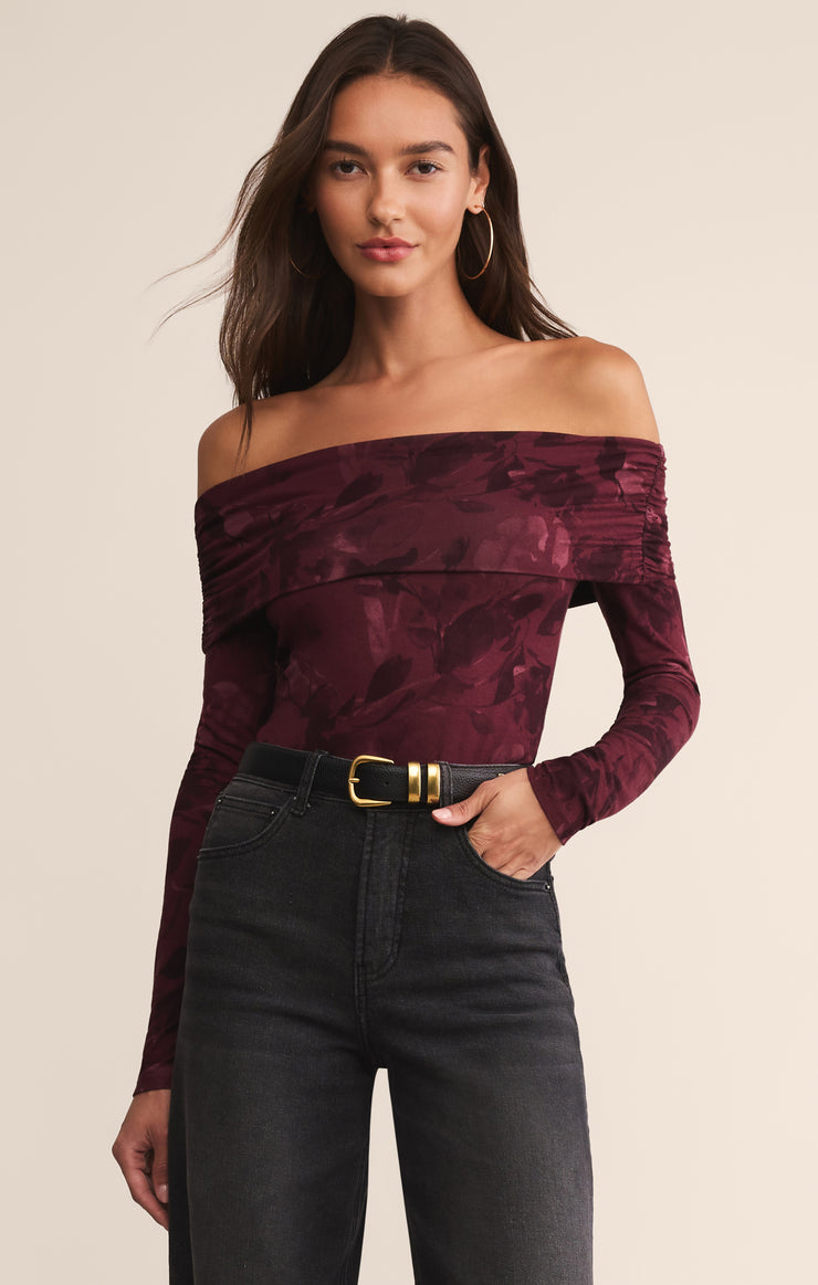 Tops Still The One Printed Bodysuit Merlot