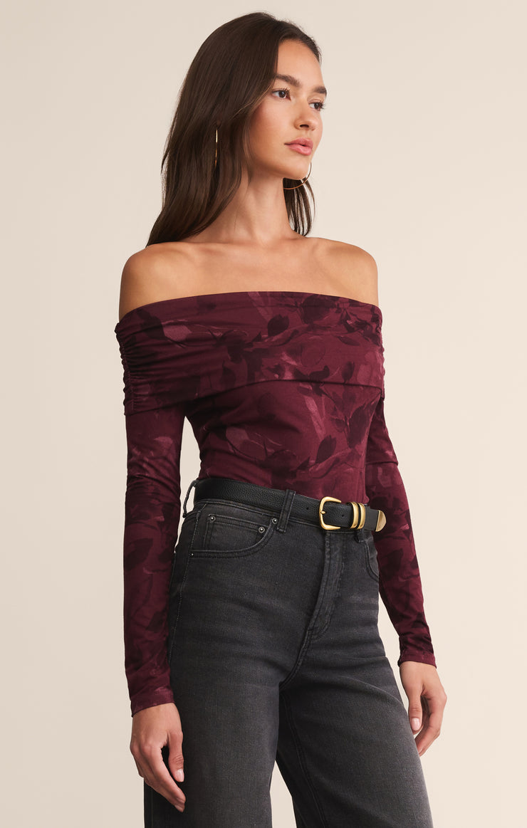 Tops Still The One Printed Bodysuit Merlot