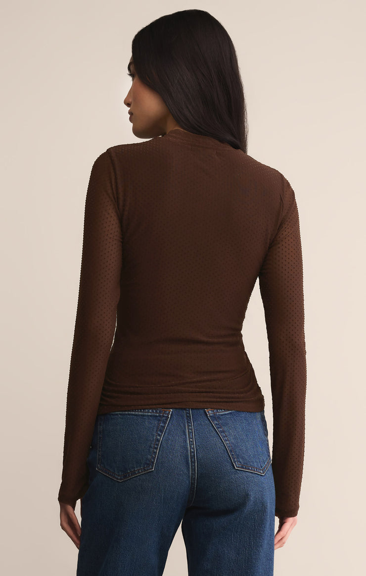Haut Femme Made For Life - Col Montant - Manches Longues - Coton Brun - Taille M - Capsule Minimaliste