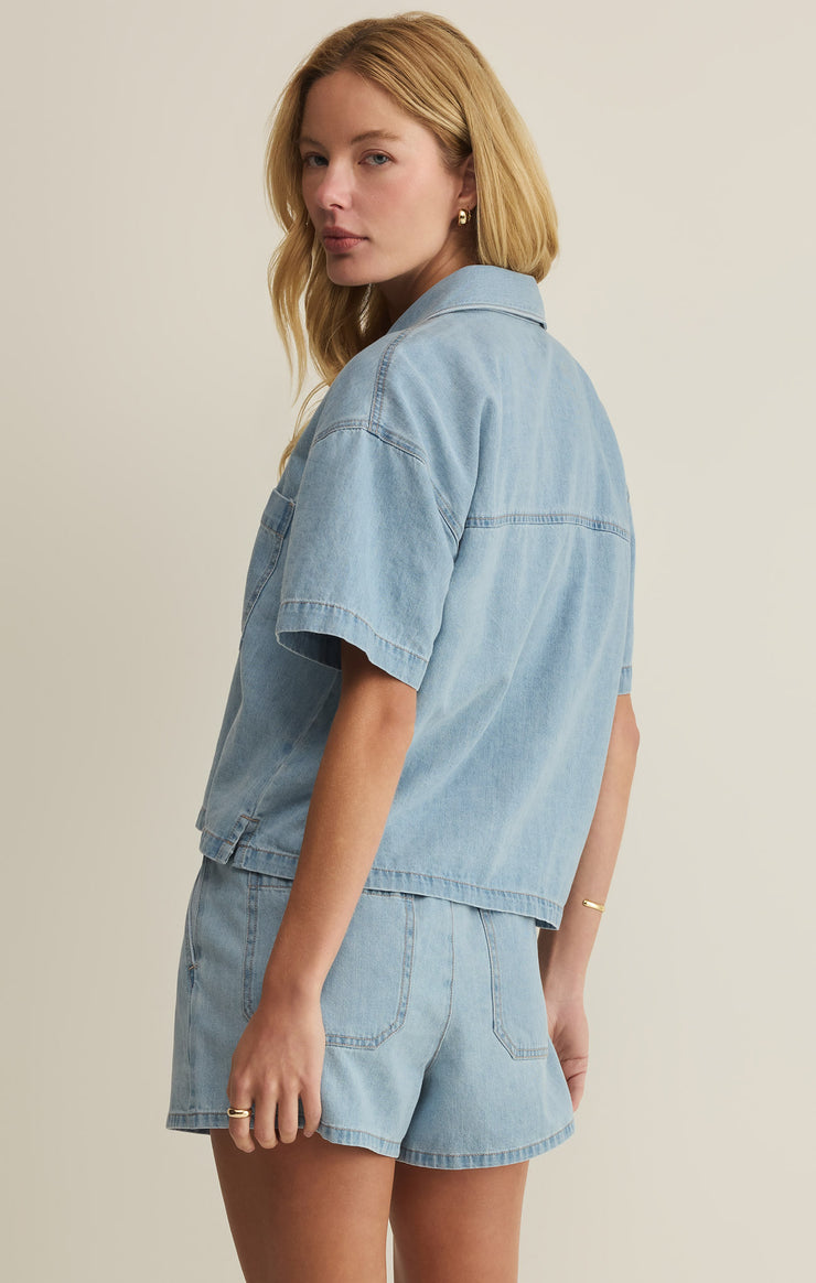 Tops Everyday Denim Button Up Coastal Water