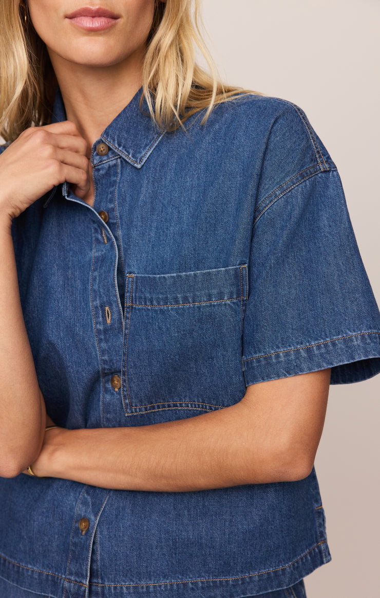 Tops Everyday Denim Button Up Deep Water