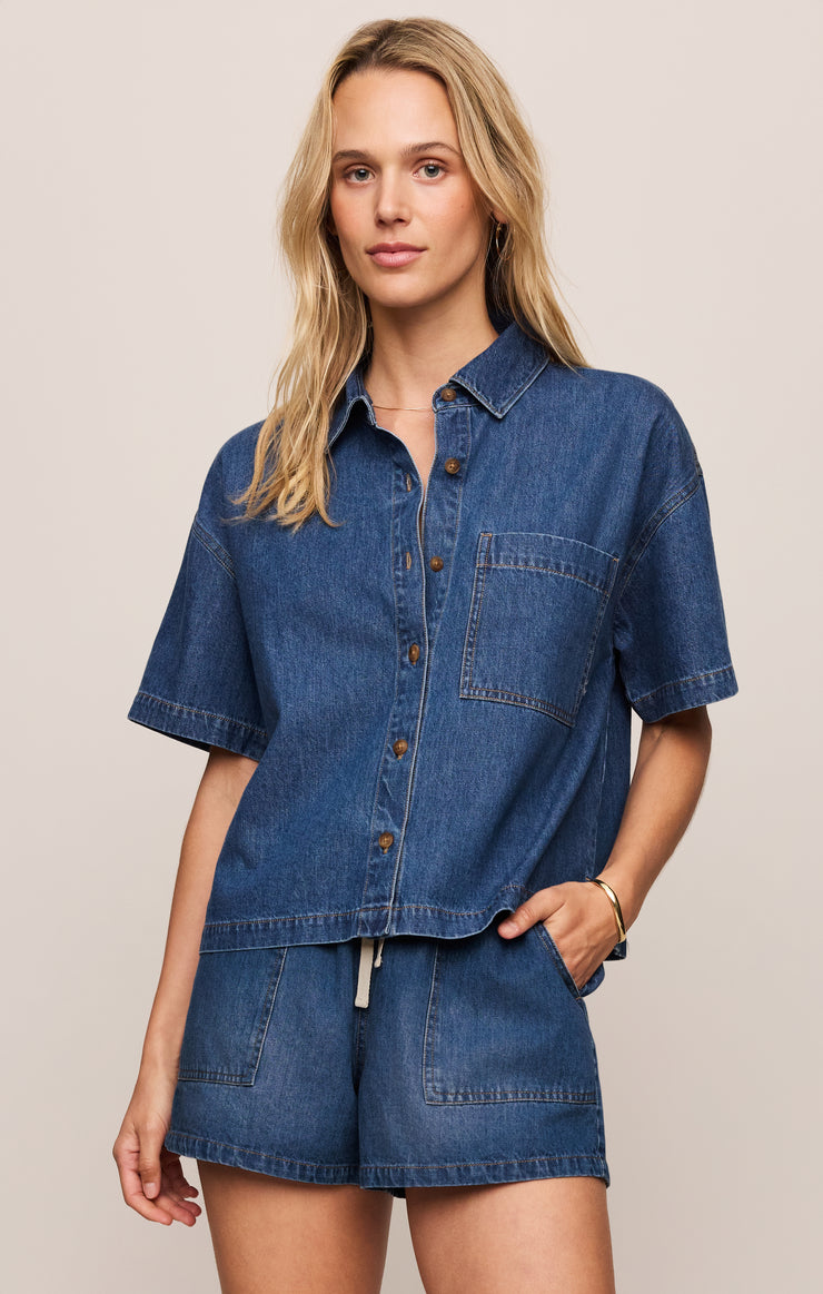 Tops Everyday Denim Button Up Deep Water