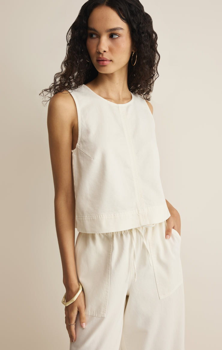 Tops Sun Seeker Twill Cropped Tank Cloud