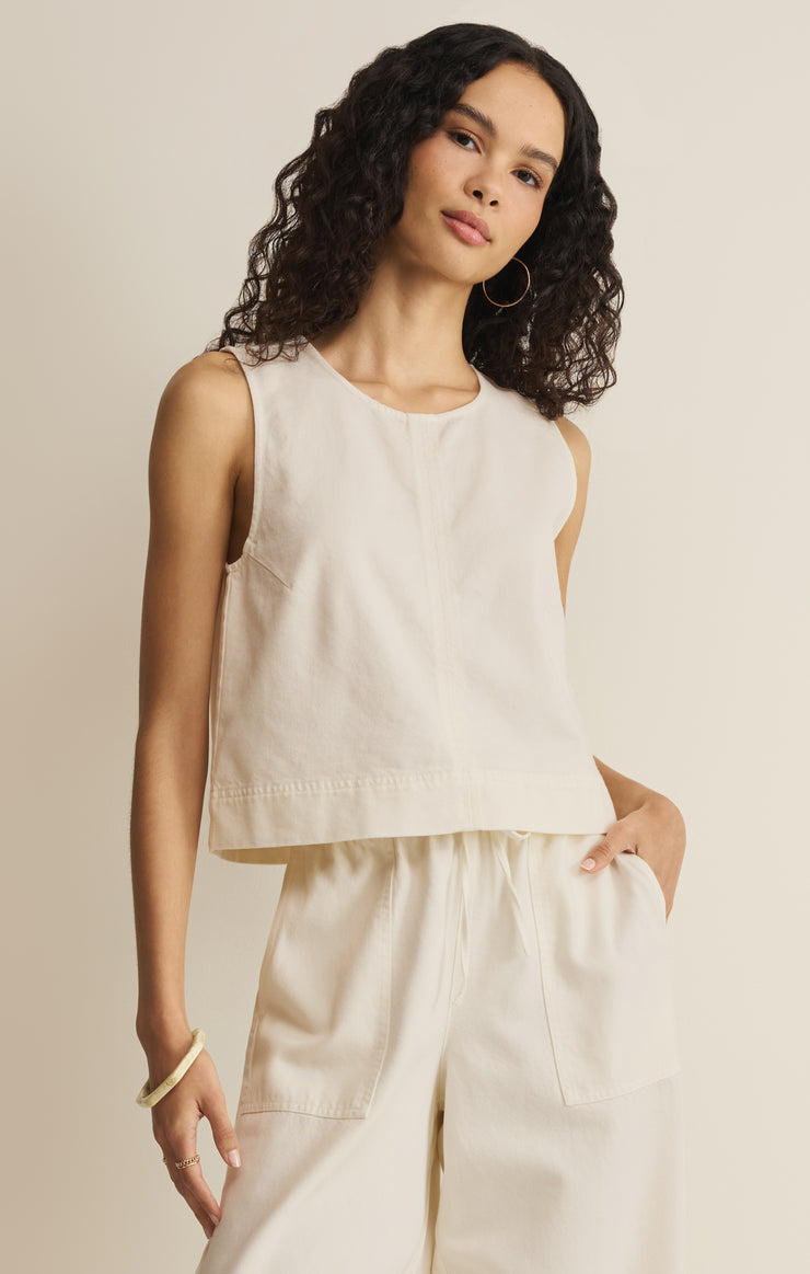 Tops Sun Seeker Twill Cropped Tank Cloud