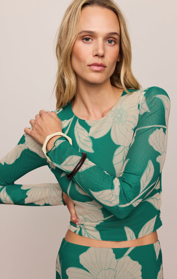 Taysha Bloom Floral Mesh Top