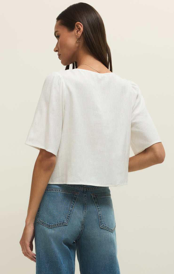 Tops La Belle Linen Cropped Top White