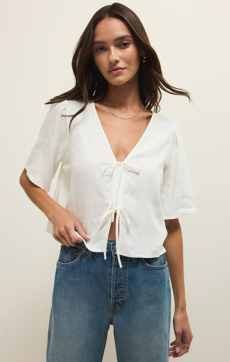 Tops La Belle Linen Cropped Top La Belle Linen Cropped Top