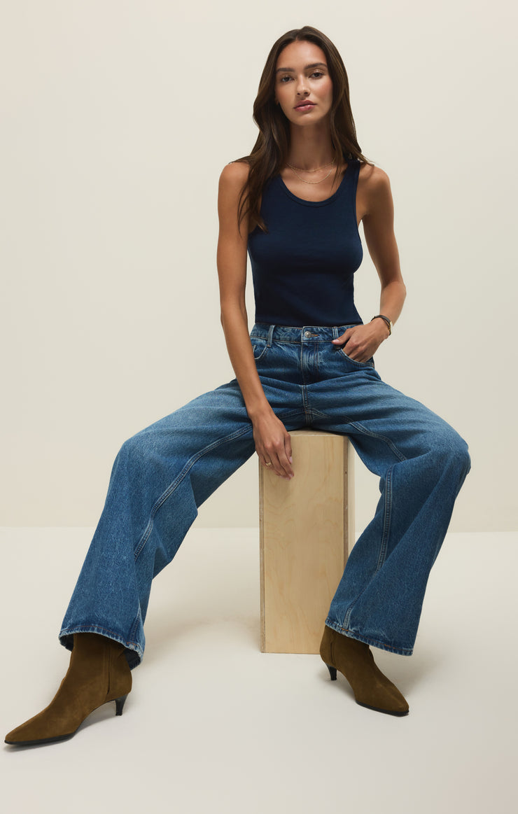 Tops Classic Slub Scoop Tank Indigo